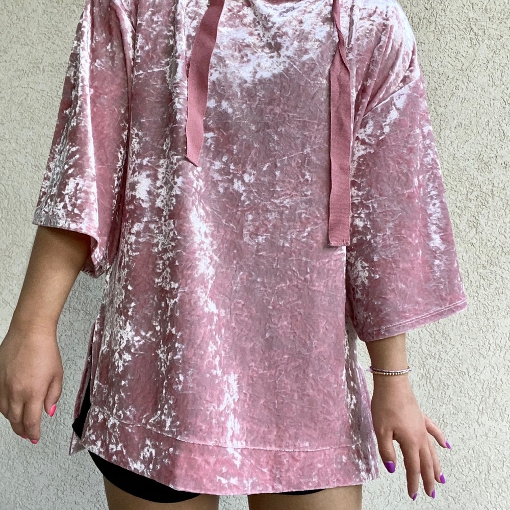 Pink velvet pull over